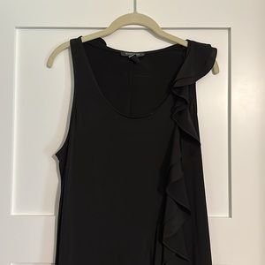 White House Black Market sleeveless black ruffle dress. Size 14.